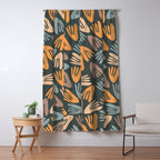 Papier Découpé Abstract Cutout Pattern Slate Blue Orange Blush Taupe Window Curtain Gallery Image 5