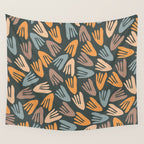 Papier Découpé Abstract Cutout Pattern Slate Blue Orange Blush Taupe Wall Tapestry Gallery Image 4