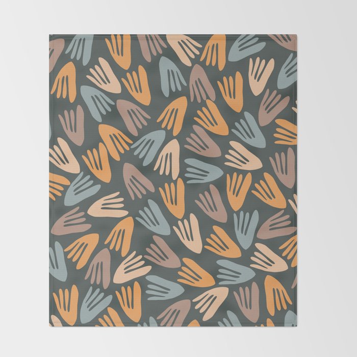 Papier Découpé Abstract Cutout Pattern Slate Blue Orange Blush Taupe Throw Blanket Gallery Image 2