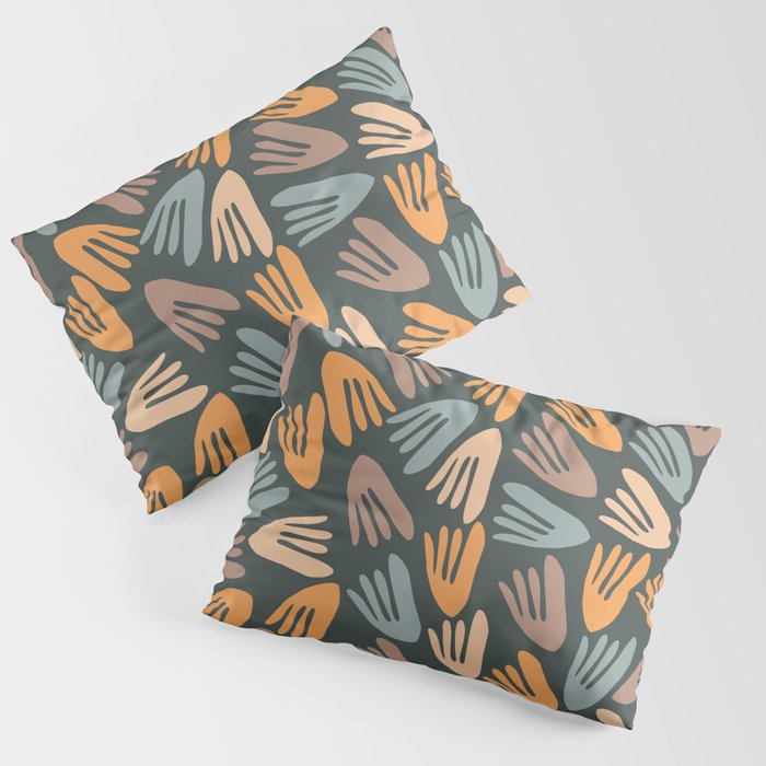 Papier Découpé Abstract Cutout Pattern Slate Blue Orange Blush Taupe Pillow Sham Gallery Image 3