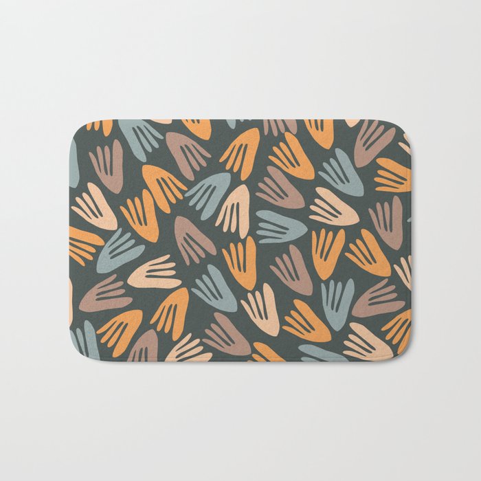 Papier Découpé Abstract Cutout Pattern Slate Blue Orange Blush Taupe Bath Mat Gallery Image 1