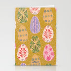 Colorful Folk Art Easter Eggs in Sandy Brown & Pink Stationery Card Gallery Image 2