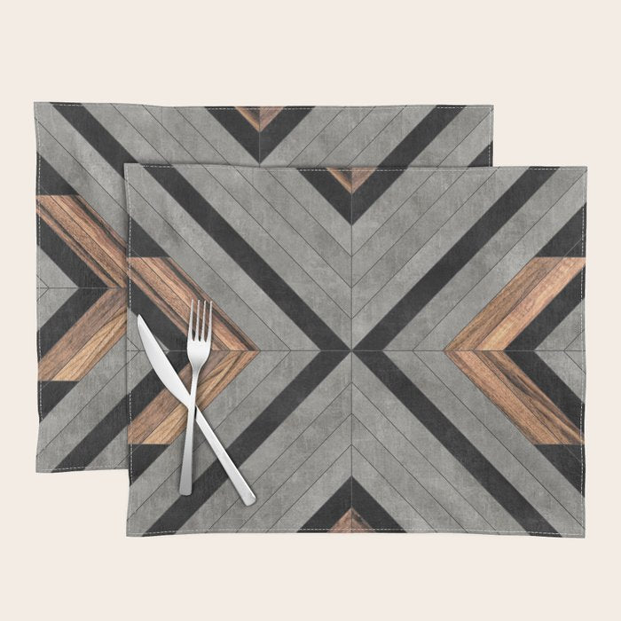 Urban Tribal Pattern No.2 - Concrete and Wood Placemat Gallery Image 1