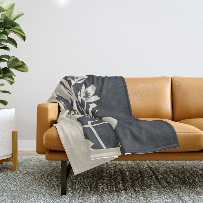 Botanical Contrast 2 Throw Blanket Gallery Image 1