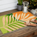 Sunny Palm Frond in Orange and Green Outdoor Rug Gallery Image 2