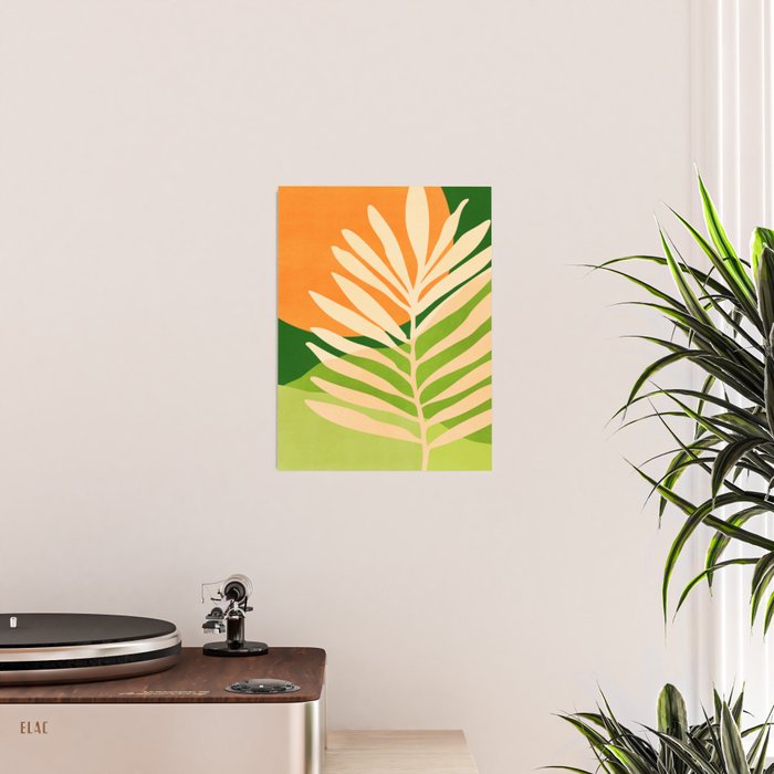 Sunny Palm Frond in Orange and Green Poster Gallery Image 2