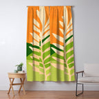 Sunny Palm Frond in Orange and Green Window Curtain Gallery Image 5