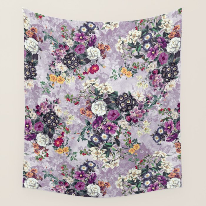 Botanical Flowers Purple Wall Tapestry Gallery Image 4
