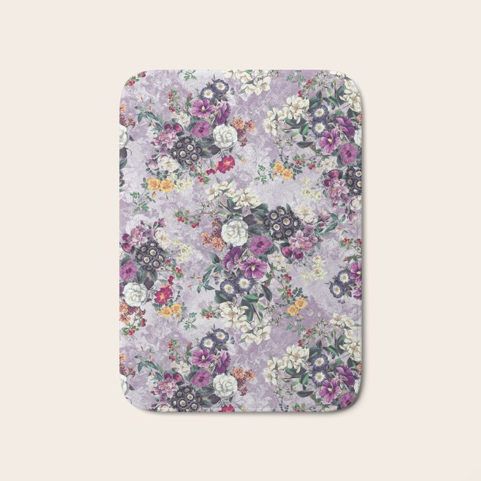 Botanical Flowers Purple Bath Mat Gallery Image 1