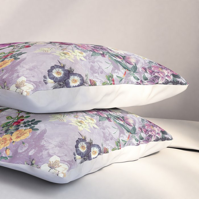 Botanical Flowers Purple Pillow Sham Gallery Image 3