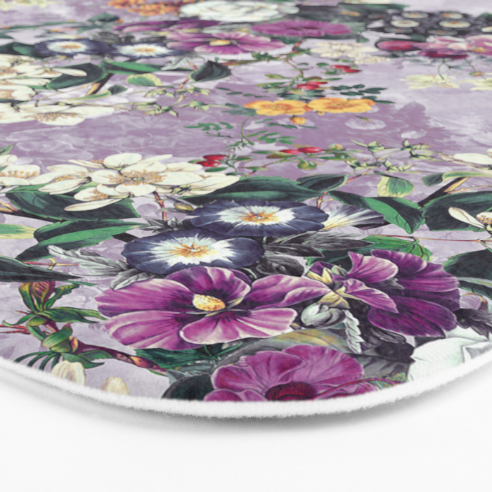 Botanical Flowers Purple Bath Mat Gallery Image 3