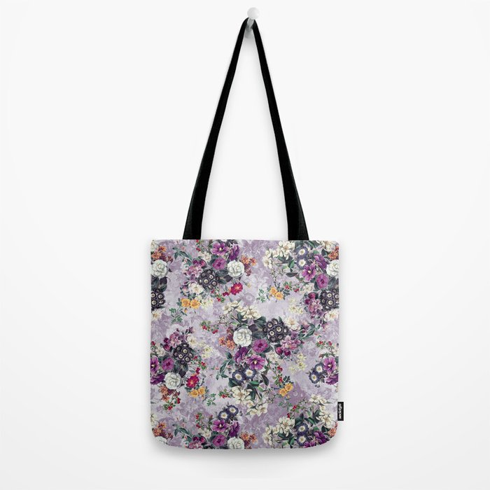 Botanical Flowers Purple Tote Bag Gallery Image 2