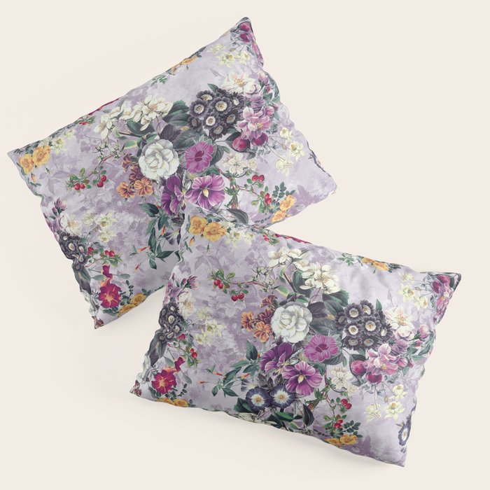 Botanical Flowers Purple Pillow Sham Gallery Image 1