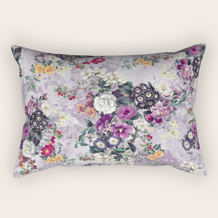 Botanical Flowers Purple Rectangular Pillow Gallery Image 2