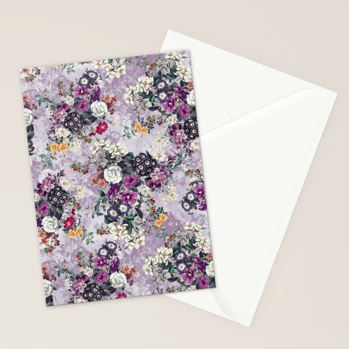 Botanical Flowers Purple Stationery Card Gallery Image 2