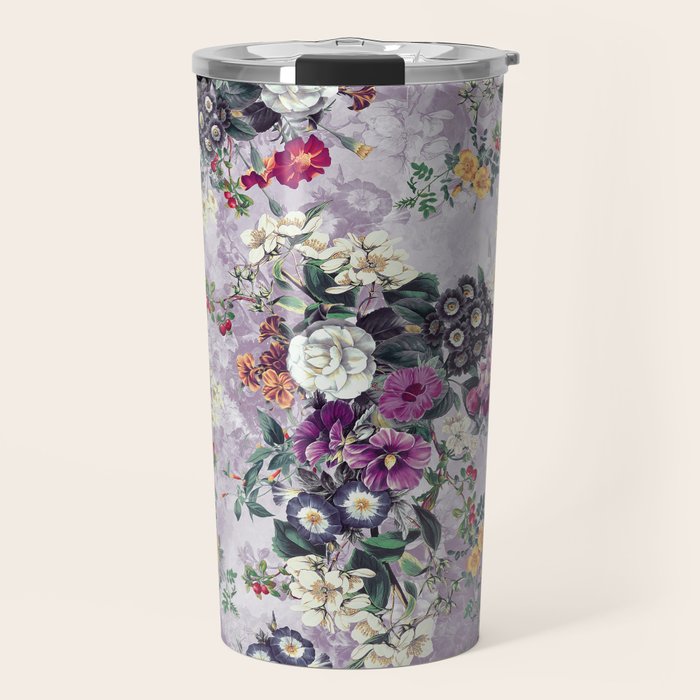 Botanical Flowers Purple Travel Mug Gallery Image 1