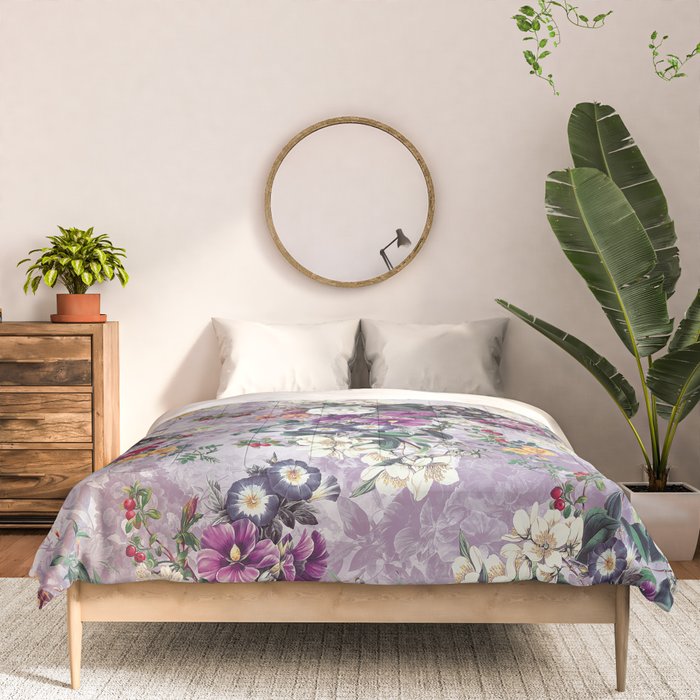 Botanical Flowers Purple Comforter Gallery Image 3