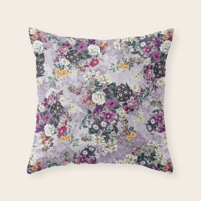 Botanical Flowers Purple Throw Pillow Gallery Image 6