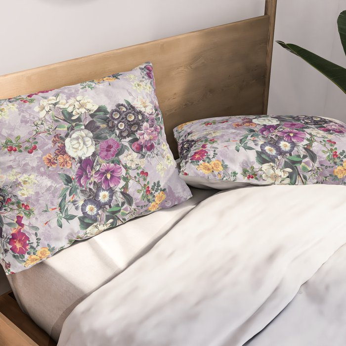 Botanical Flowers Purple Pillow Sham Gallery Image 2