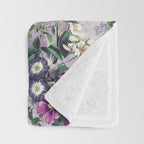 Botanical Flowers Purple Throw Blanket Gallery Image 3