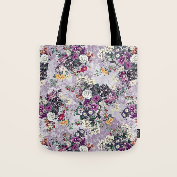 Botanical Flowers Purple Tote Bag Gallery Image 1