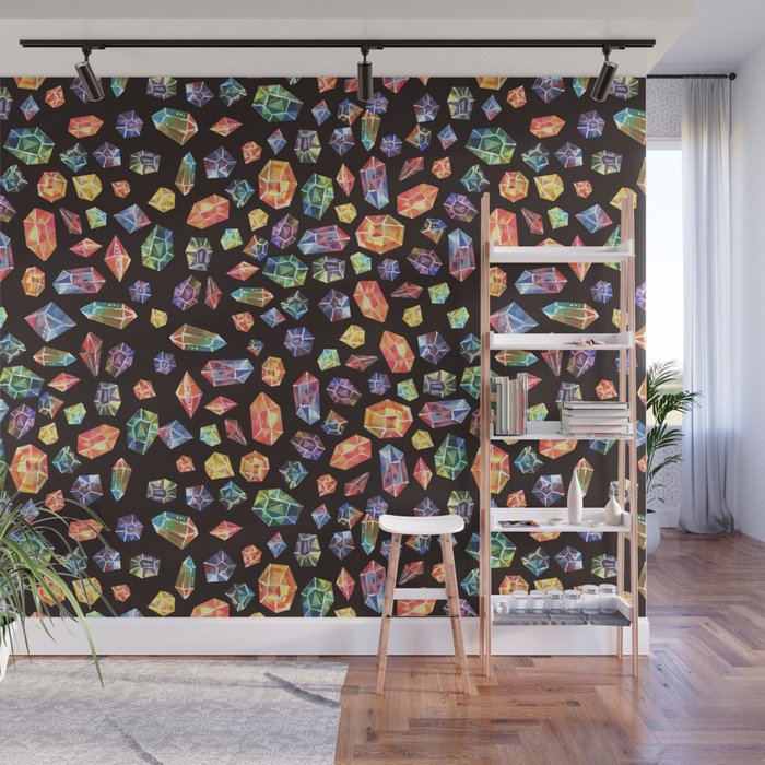 Pattern - watercolor gems Wall Mural Gallery Image 1