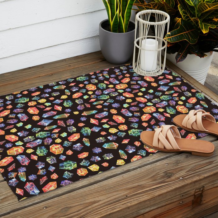 Pattern - watercolor gems Outdoor Rug Gallery Image 2
