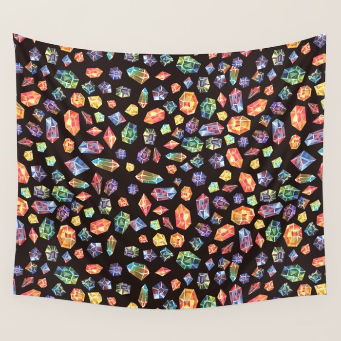 Pattern - watercolor gems Wall Tapestry Gallery Image 1