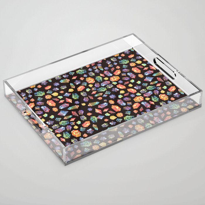Pattern - watercolor gems Acrylic Tray Gallery Image 1