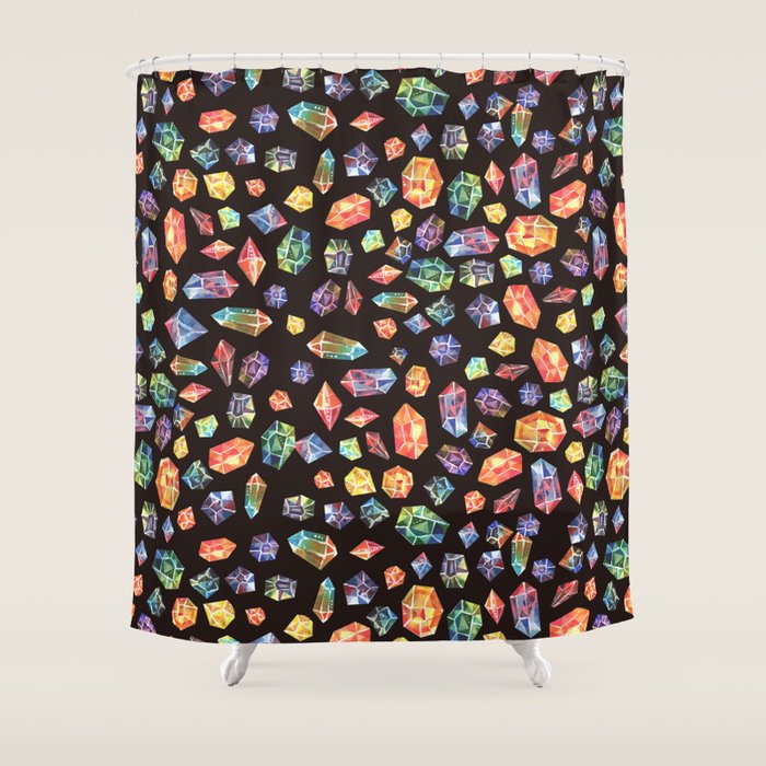 Pattern - watercolor gems Shower Curtain Gallery Image 1