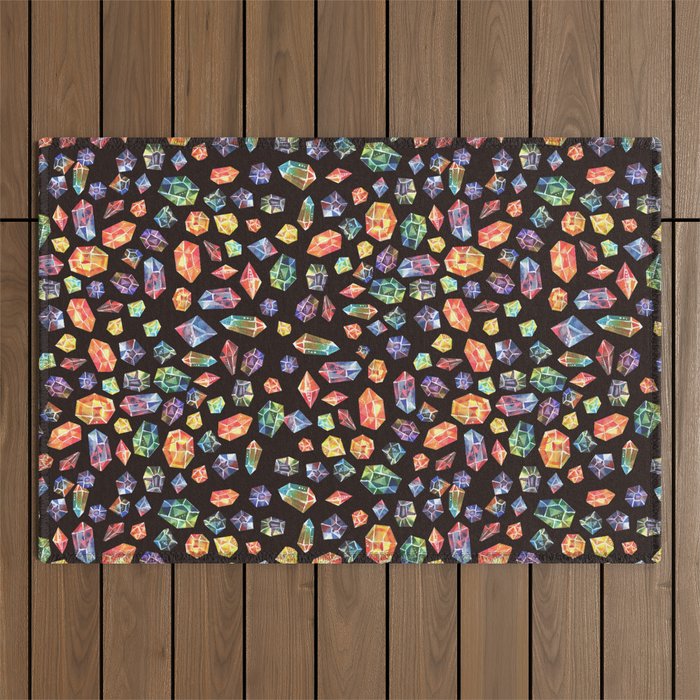 Pattern - watercolor gems Outdoor Rug Gallery Image 1