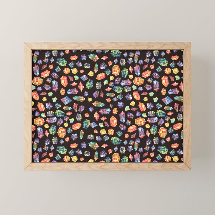 Pattern - watercolor gems Mini Art Print Gallery Image 1