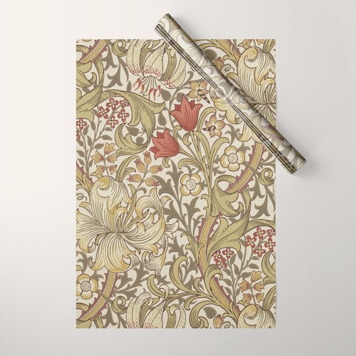William Morris Vintage Golden Lily Biscuit Brick  Wrapping Paper Gallery Image 1