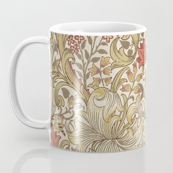 William Morris Vintage Golden Lily Biscuit Brick  Coffee Mug Gallery Image 3