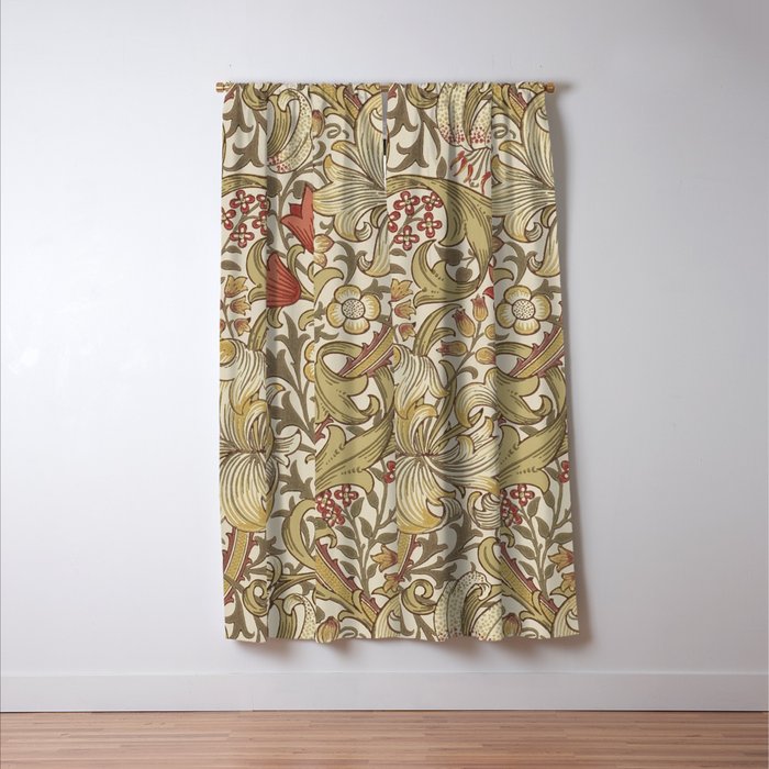 William Morris Vintage Golden Lily Biscuit Brick  Window Curtain Gallery Image 3