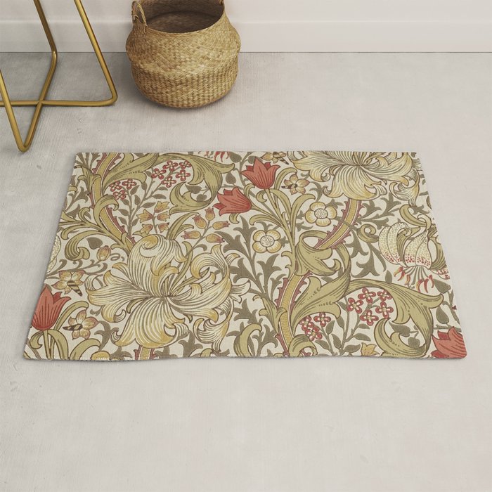 William Morris Vintage Golden Lily Biscuit Brick  Rug Gallery Image 1