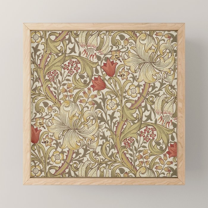 William Morris Vintage Golden Lily Biscuit Brick  Mini Art Print Gallery Image 1
