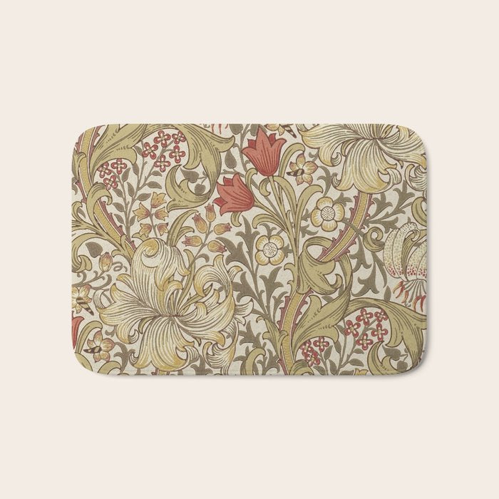 William Morris Vintage Golden Lily Biscuit Brick  Bath Mat Gallery Image 1