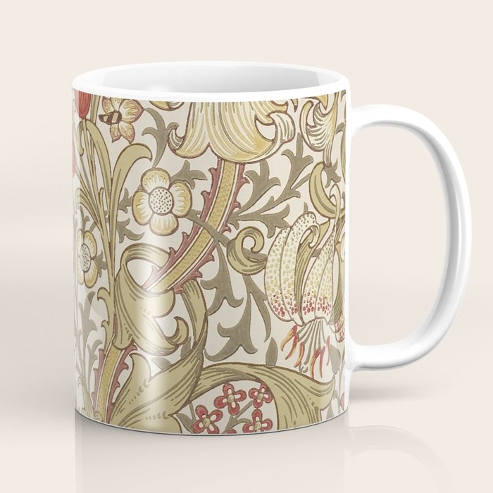 William Morris Vintage Golden Lily Biscuit Brick  Coffee Mug Gallery Image 1