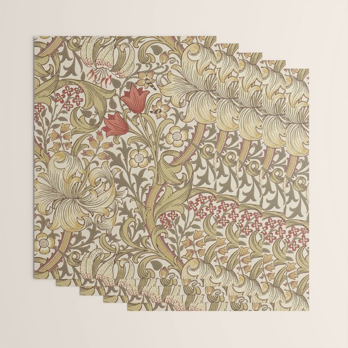 William Morris Vintage Golden Lily Biscuit Brick  Wrapping Paper Gallery Image 3