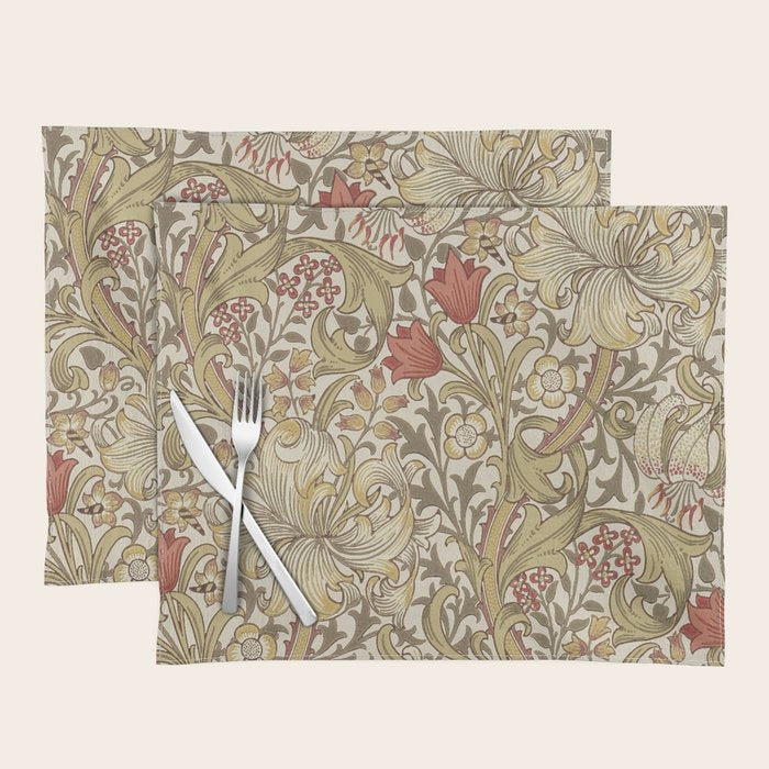 William Morris Vintage Golden Lily Biscuit Brick  Placemat Gallery Image 1