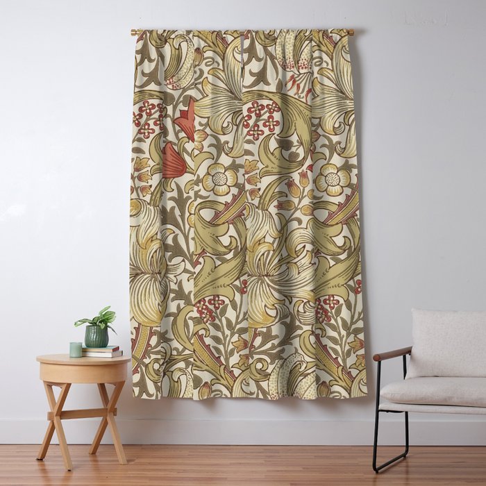 William Morris Vintage Golden Lily Biscuit Brick  Window Curtain Gallery Image 5