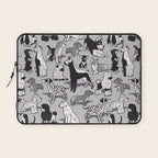 Geometric sweet wet noses // grey background black and white dogs Laptop Sleeve Gallery Image 1