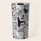 Geometric sweet wet noses // grey background black and white dogs Travel Mug Gallery Image 1