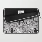 Geometric sweet wet noses // grey background black and white dogs Laptop Sleeve Gallery Image 2