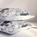 Geometric sweet wet noses // grey background black and white dogs Pillow Sham Gallery Image 3