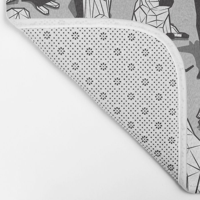 Geometric sweet wet noses // grey background black and white dogs Bath Mat Gallery Image 2