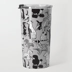 Geometric sweet wet noses // grey background black and white dogs Travel Mug Gallery Image 3