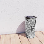 Geometric sweet wet noses // grey background black and white dogs Travel Mug Gallery Image 4