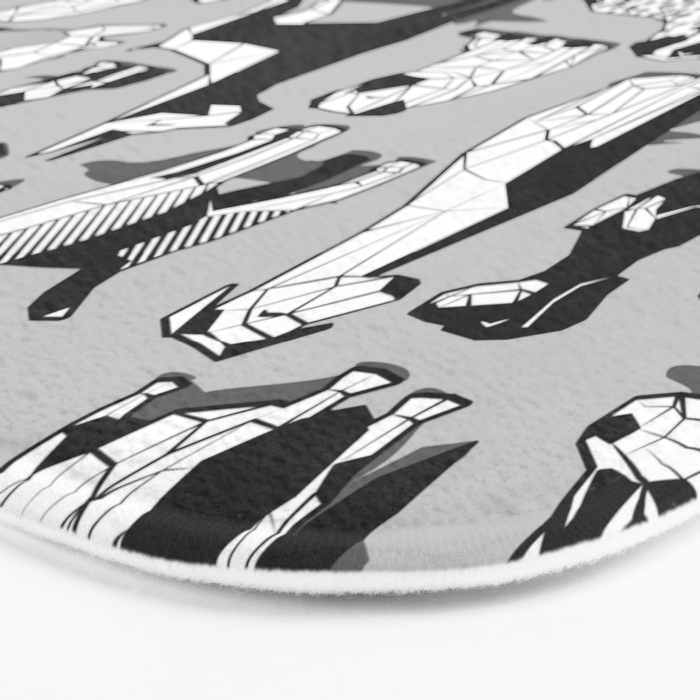 Geometric sweet wet noses // grey background black and white dogs Bath Mat Gallery Image 3
